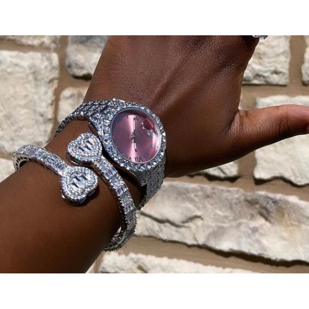 2 piece SET ! watch and heart baguette bracelet